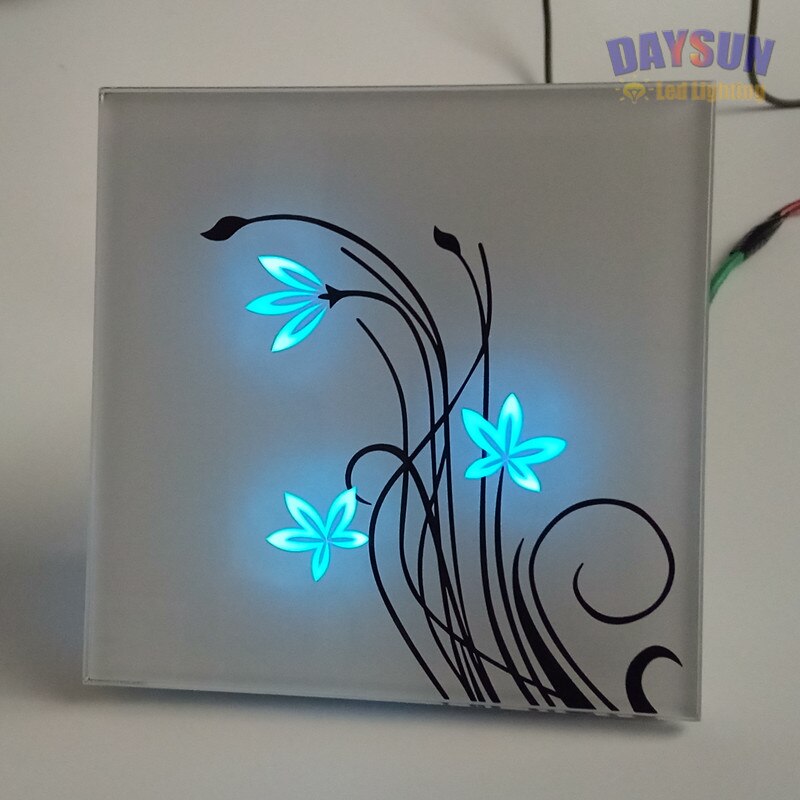 Light Switch Touch Wall Switch 1Gang/2Gang/3Gang 2Way Touching Light Switch White/Black Crystal Glass Switch Russia Popular: White 3Gang