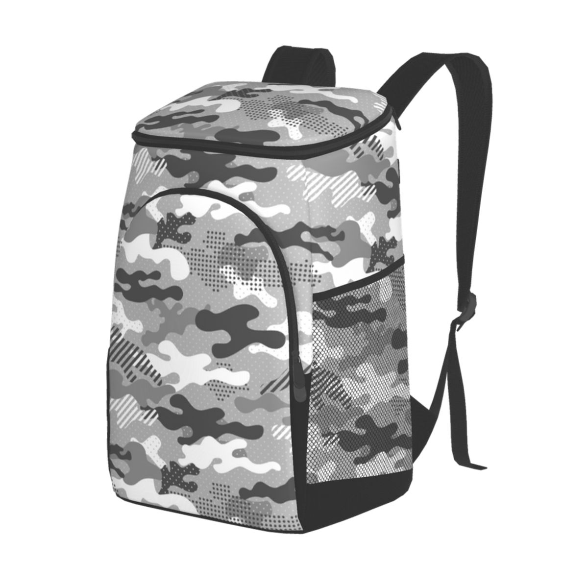 Camouflage 45 Cans Insulated Cooler Backpack Lunch Cooler Bag for Lunch Picnic Hiking Camping Beach Park Day Trips: Black 1