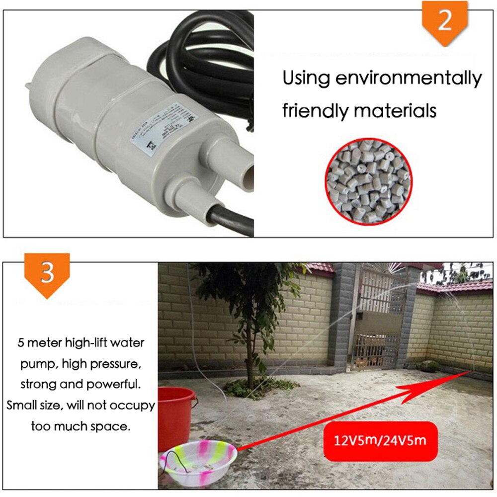 Dompelpomp 24V 600L/H Hoge Druk Dompelpomp 3-Fase Micro Motor 5 M 10L/M High-Lift Waterpump