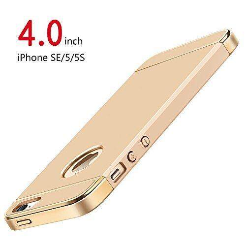 Funda para iPhone 5, funda para iPhone 5s, funda para iPhone SE , funda de lujo 3 en 1, carcasa rígida ultrafina para teléfono: ABS / Oro