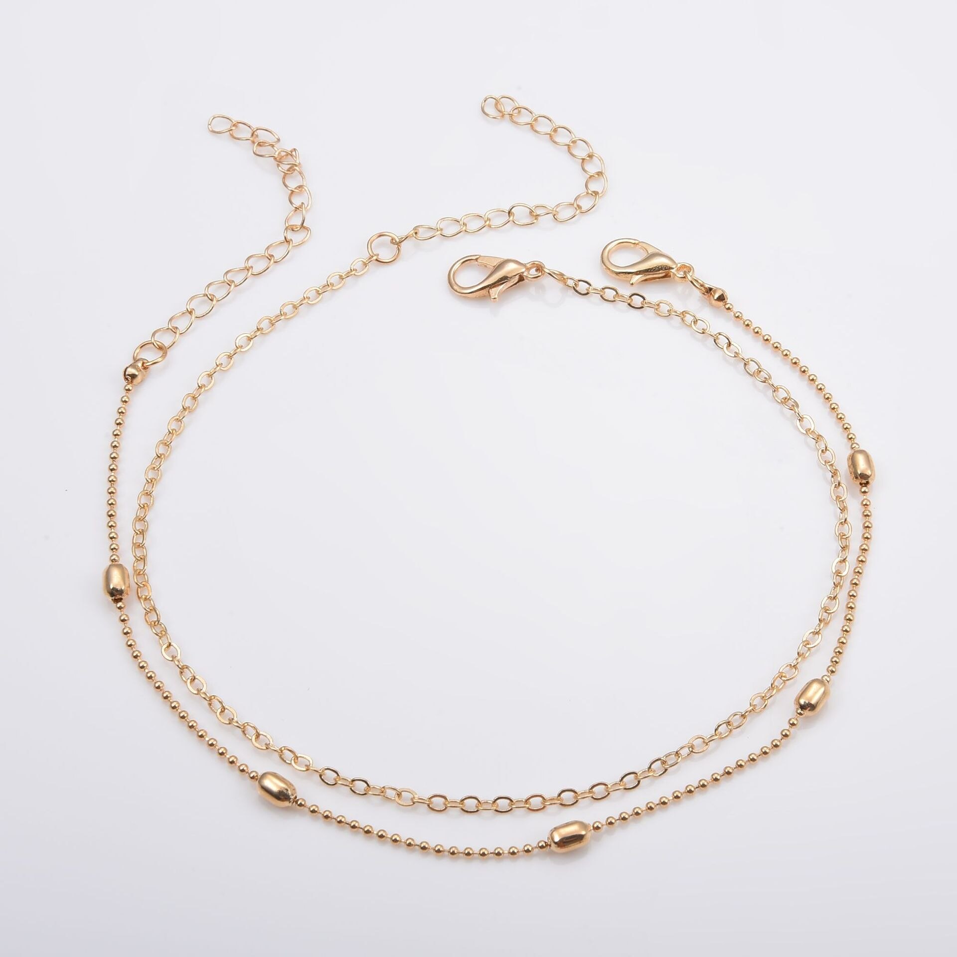 Pulseira de tornozeleira dourada de aço inoxidável, joia para praia, bracelete para mulheres, ligação para perna cubana, sandálias descalças: gold
