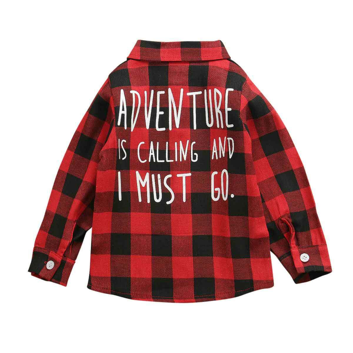 Toddler Long Sleeve Shirt Kids Baby Boy Girl Plaid Tops Autumn Winter Coat: A / 12M
