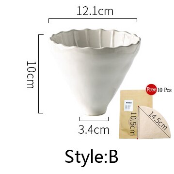 Juego de filtros de café hechos a mano con cafetera de vidrio V60, ollas de café hechas a mano, tetera de café, soporte para gotero: White Filter Style B