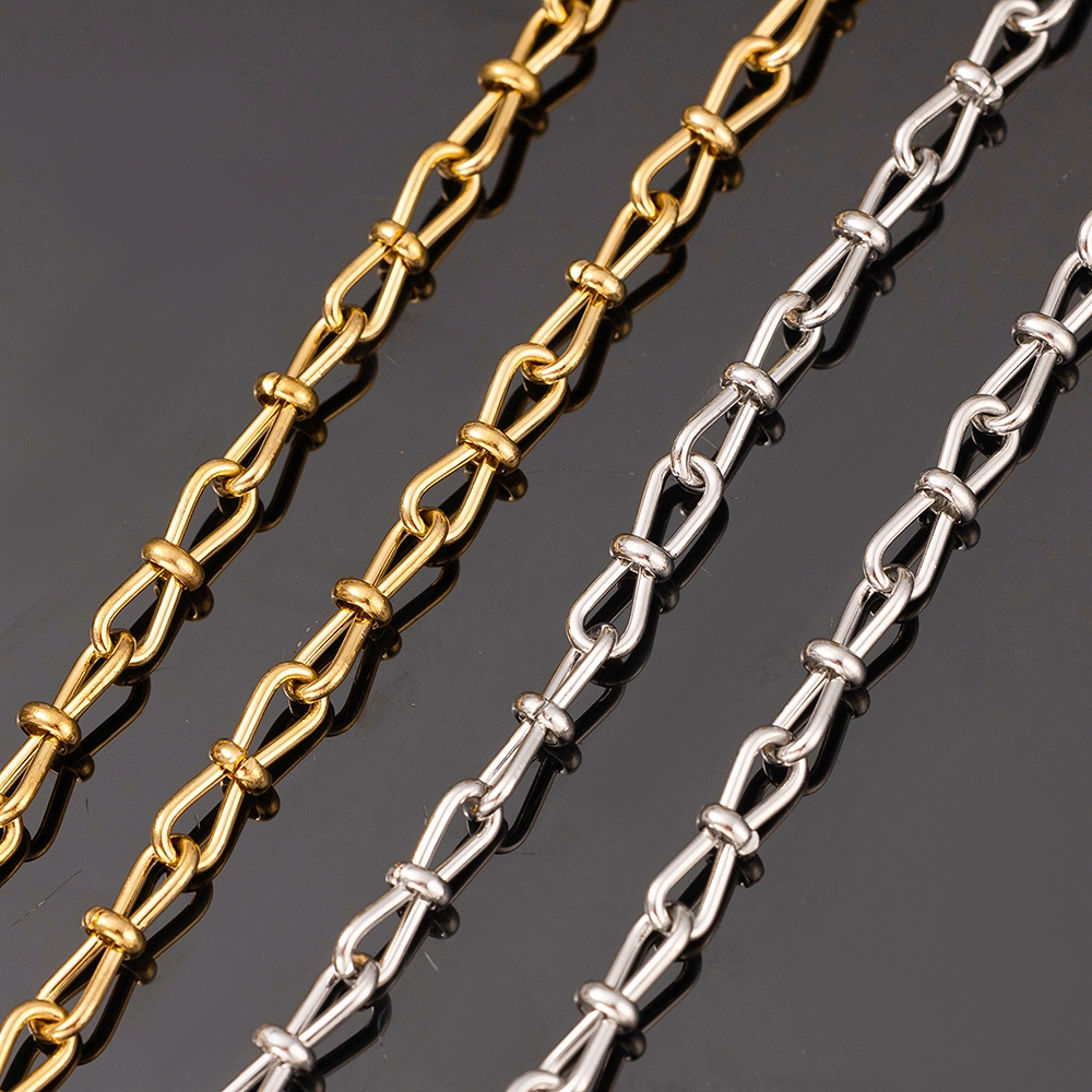 Cadenas con forma de nudo de acero inoxidable, collares de Hip Hop para pulseras DIY, suministros de joyería, accesorios, 1 metro