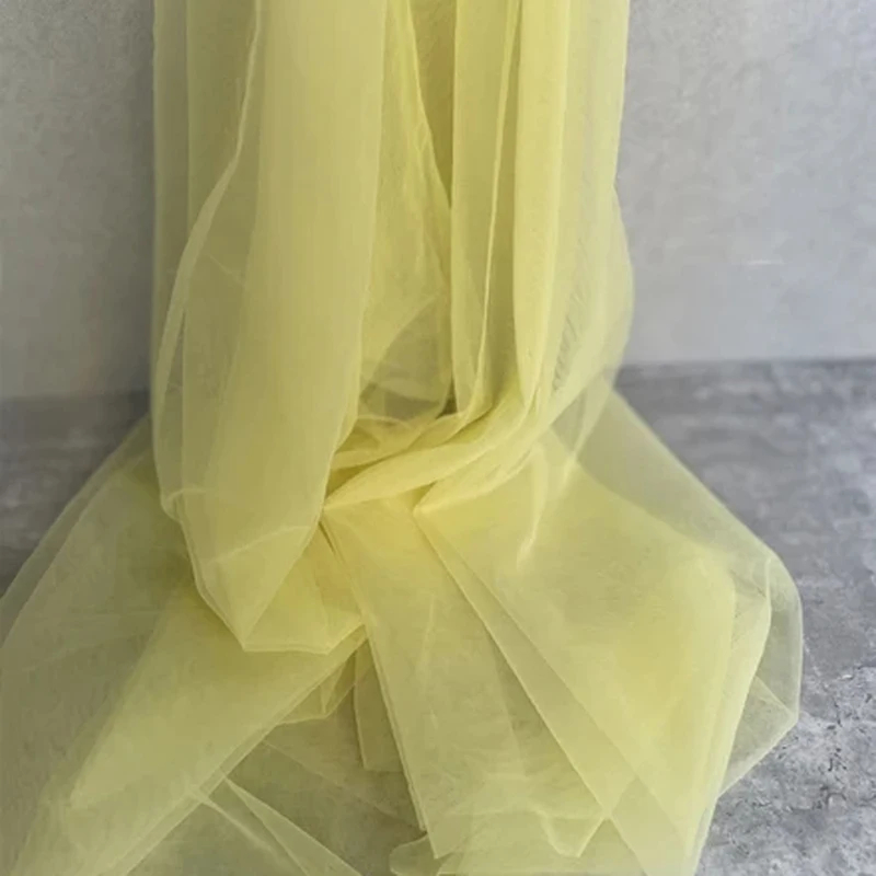 Versatile Soft Tulle Fabrics in Sage Green Blue Yellow for Wedding Decor Curtains Clothing Chair Backs and Encrypted Veils: Yellow