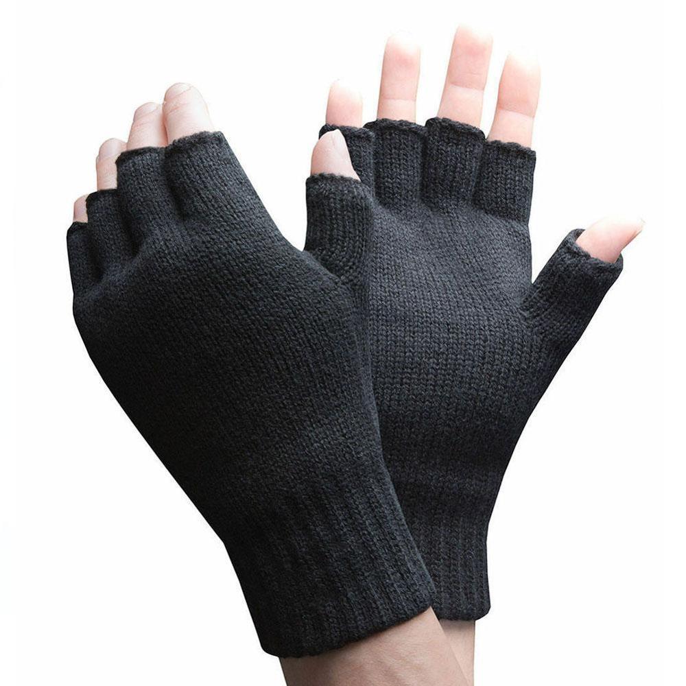 Halvfinger uldhandsker kashmir kort uldstrikket håndled luffen vinter varm unisex uldstræk fingerløse handsker