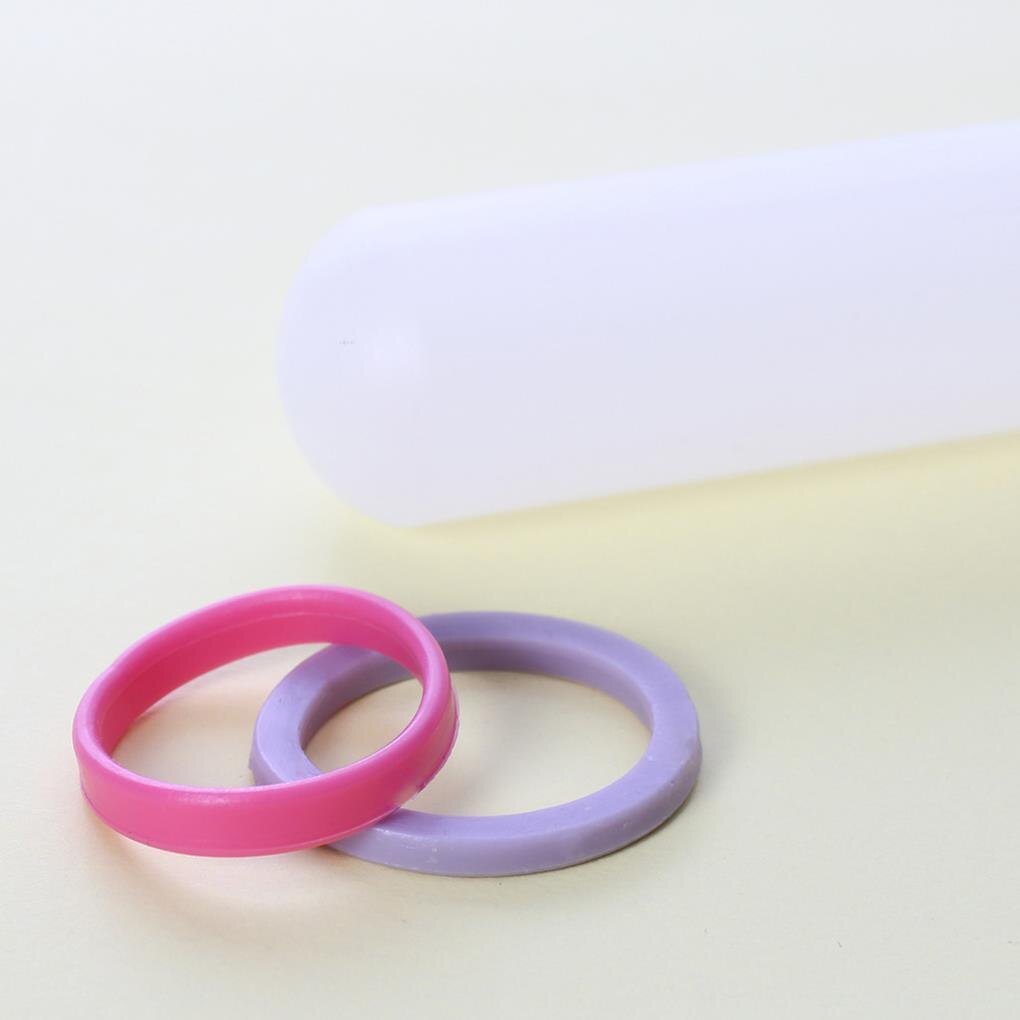 23 Cm Non-stick Suiker Ambachtelijke Fondant Rolling Pin Plastic Wit Deeg Roller Decoreren Roller Met gids Ringen