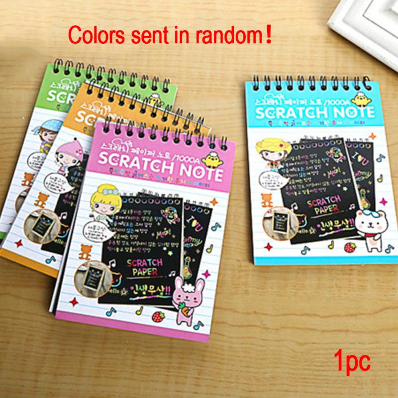 Couleur magique Rayures carnet de Notes Papier Noir BRICOLAGE DESSIN Jouets Gratter Peinture Enfant Doodle