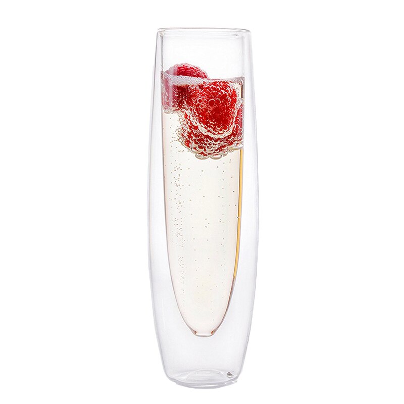 Ensemble de verres à Champagne Double couche, 2 pièces, sans manche, scintillants, haut de gamme, verres à vin rouge, transparents: 1 pcs