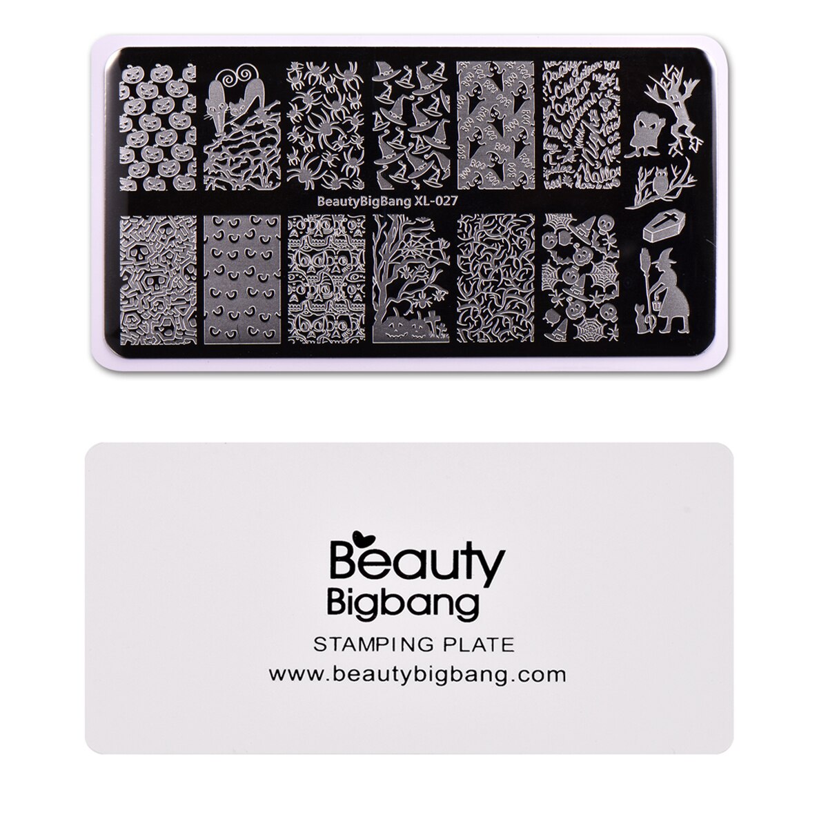 Beautybigbang negle stempling plader halloween edderkop kraniet græskar heks billede nail art skabelon stencil til negle bbb xl -027