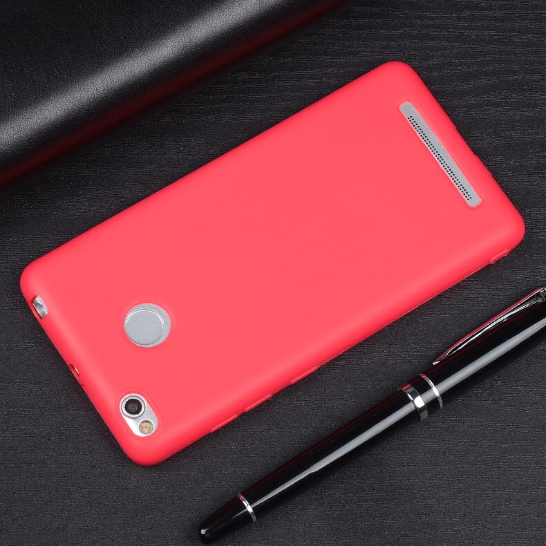 Til xiaomi redmi 3s etui 5.0 tommer fuld krop matteret silikone blødt etui til xiaomi redmi 3 pro 3 s mobiltelefon bagcover: Rød