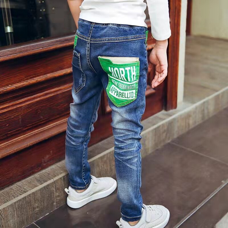 Ienens crianças meninos da menina denim roupas calças crianças veste roupas bottoms do bebê menino calças de brim magros 4 5 6 7 8 9 10 11 anos