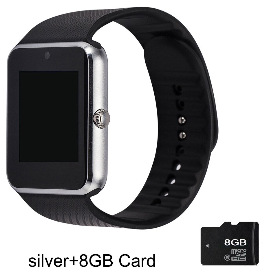 GT08 Bluetooth Intelligente Della Vigilanza Del Wristband SIM Carta di TF Del Telefono MP3 Smartwatch Per Apple iOS Android di SMS/chiamata di Promemoria Per Il Fitness macchina fotografica: SilverxCard