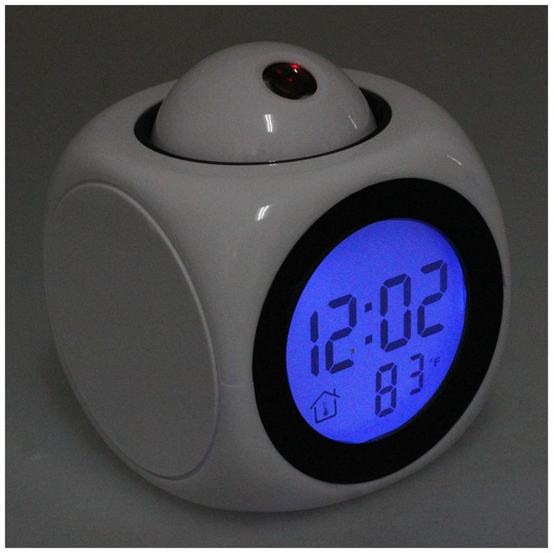 Digital LCD Voice Talking LED Projection Alarm Clock Temp Station