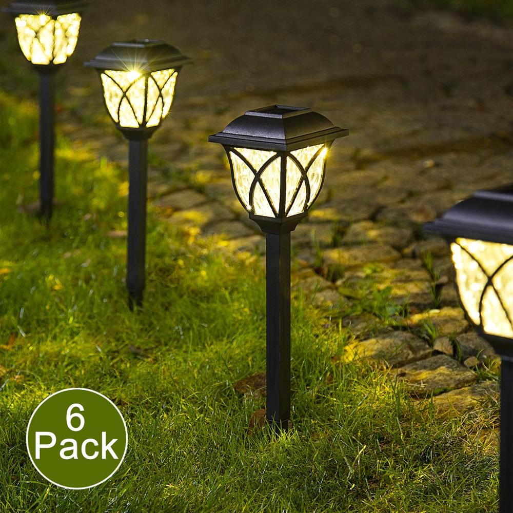 6 stk sol lantern græsplæne lampe udendørs have sol spotlight sti landskab retro sol underjordisk lys indretning til gade