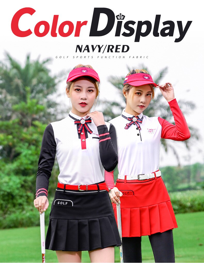 Golf Women Summer Clothing Set Ladies Sports Wear Skirts Set Long Sleeve Shirt Pleated Slim Skirts Sport Golf/Tennis Clothes Set