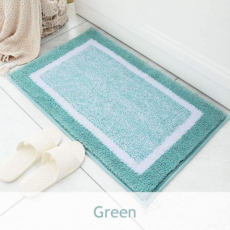 Simple Soft Flocking Bathroom Carpet 1Pcs Water Absorbent Hallway Bath Mat Non-Slip Doorway Bedroom Floor Rug Washsble: green / 1piece 40x60cm
