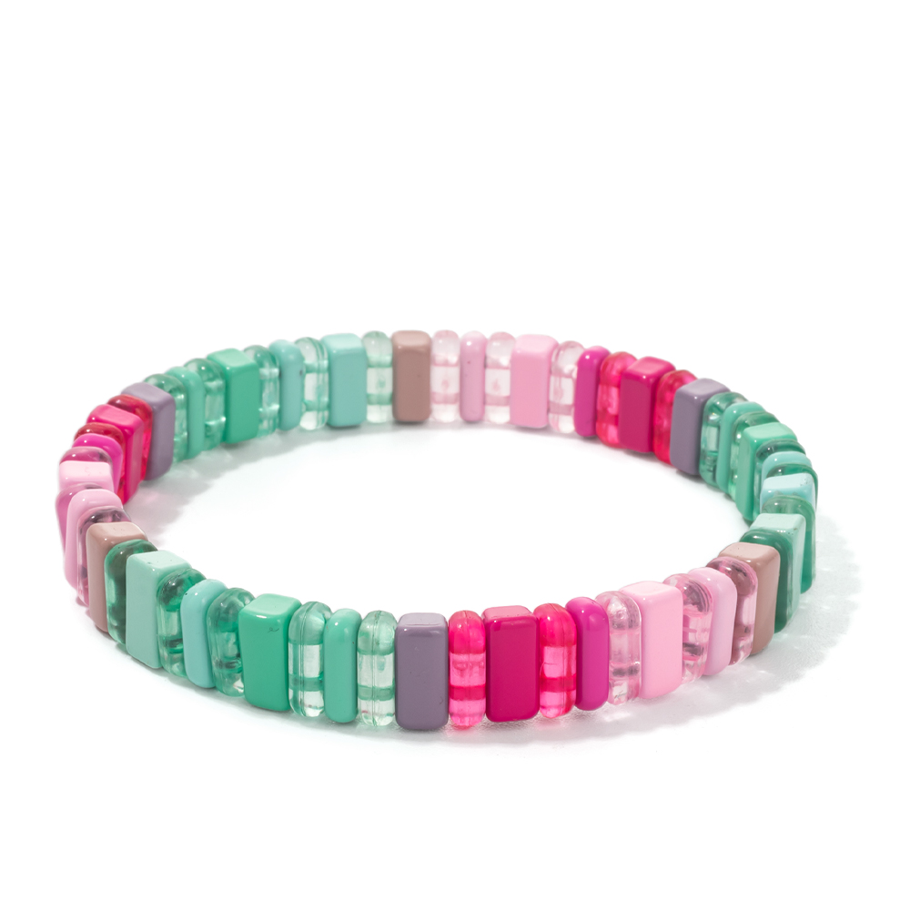 2022 Nuovo design Braccialetti Elastici Colorati per Le Donne Rianbow Acrilico Lucido Braccialetti Braccialetti di Metallo Della Boemia Perline Gioielli: Cobalto viola