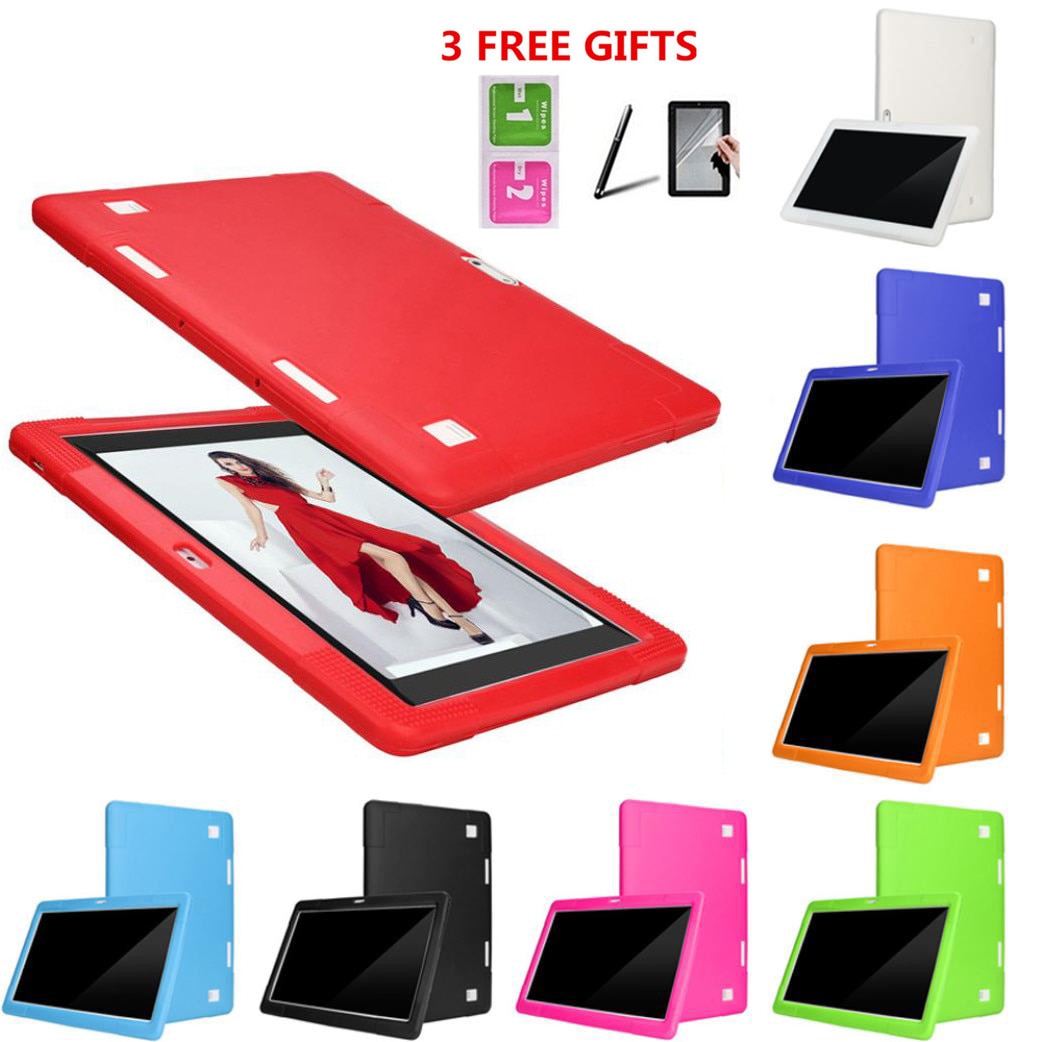 Siliconen Cover Case Voor 10 10.1 Inch Android Tablet Pc + Potloden + Film Tablet Cover Universal Siliconen Bescherm Shell # LR3