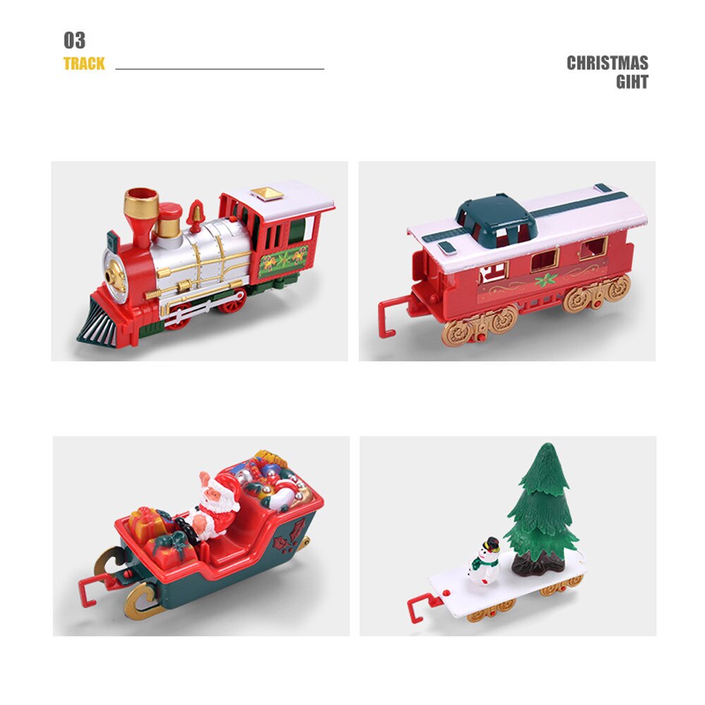Lichten En Geluiden Kerst Trein Set Railway Tracks Speelgoed Xmas Trein Elektrische Spoorweg Trein Set W/Locomotief Motor auto #