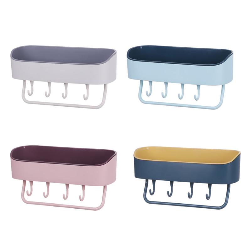 Simple Kitchen Caddy Rack Bathroom Corner Shower Suction Shelf Tidy Wall Storage Basket Perforated Bathroom Wall Drain Rack