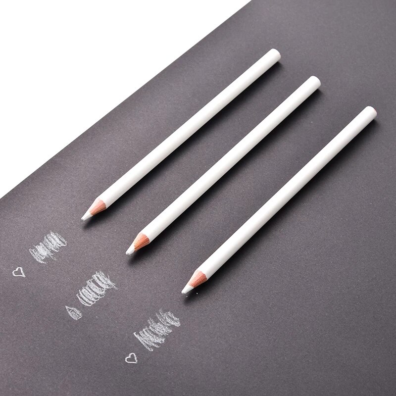3Pcs White Highlight Sketch Charcoal Pencil Set Standard Special Painting Pencils For School Tool Non-toxic Paint Art Supplies