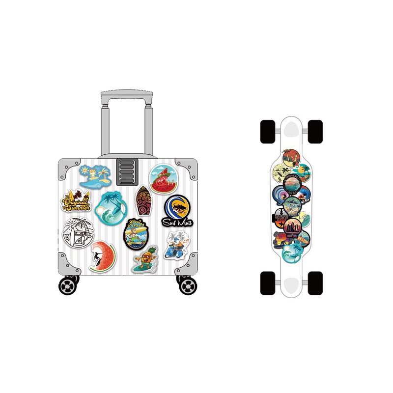 100PCS Outdoor Surfing Stickers Summer Sports Tropical Beach Surfing Waterproof Computer Stickers Skateboard Decals For Notebook