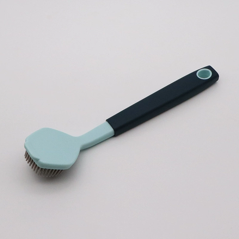 Pannenborstel met handvat, schoonmaakborstel, niet-vieze handen, niet-vette plastic pannenborstel, fornuisborstel, huishoudelijke keukenschoonmaakartikelen: Blauw