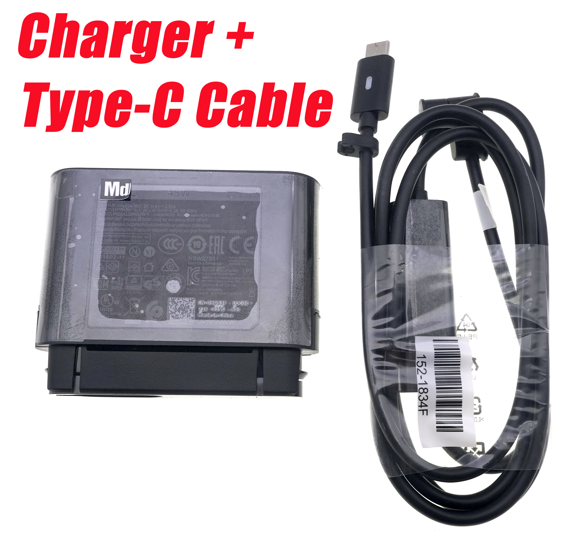 Genuine 19.5V 2.31A 45W AC Adapter 43Wh Laptop Hybrid Power bank for Dell XPS 4.5*3.0 7.4*5.0 USB-C TYPE-C SMP43PH170 LA45NM170: Beige