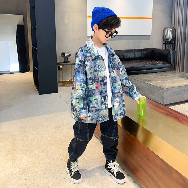 Camouflage Jas Kids Casual Sport Shirt Bovenkleding Jongens Trend Afdrukken Windjack Jas 5 6 7 8 9 10 11 12 13y