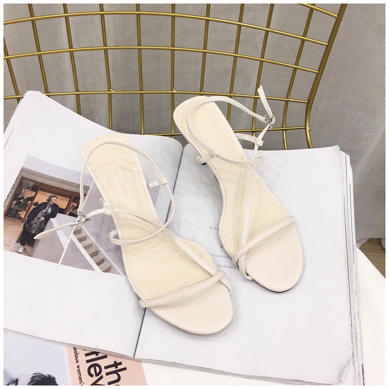 Suojialun sommar märke sandaler dam öppen tå gladiator sandal kvinnor smalt band spänne rem klänning skor band muje: Beige / 39