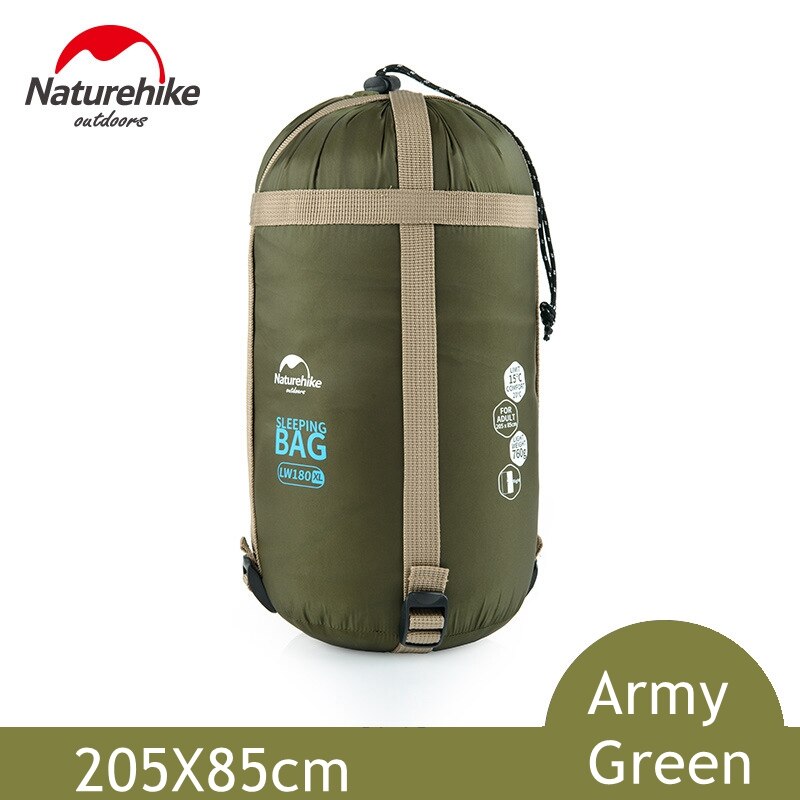 Naturehike 205*85cm sovepose forlænget kuvert bomuldssplejsning ultralet voksen bærbar udendørs camping vandreture 3 sæsoner: Militærgrøn