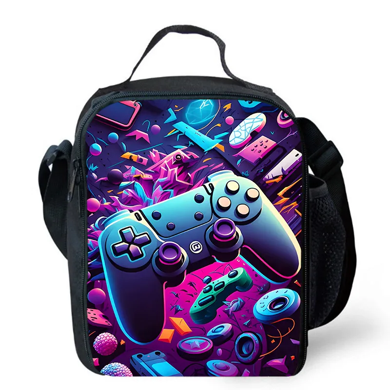 Lunch bags for Child,Cartoon Game con-so-les School Picnic Bags for Boys,Large Kids Insulation Cooler Bags for Aged 4-10 years: Ivory