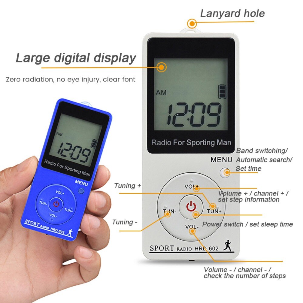 Draagbare Fm/Am Radio Mini Radio Ontvanger Met 1.57 &quot;Lcd-scherm FM76-108MHZ,9Khz/10Khz Ontvanger Met Stereo Oortelefoon