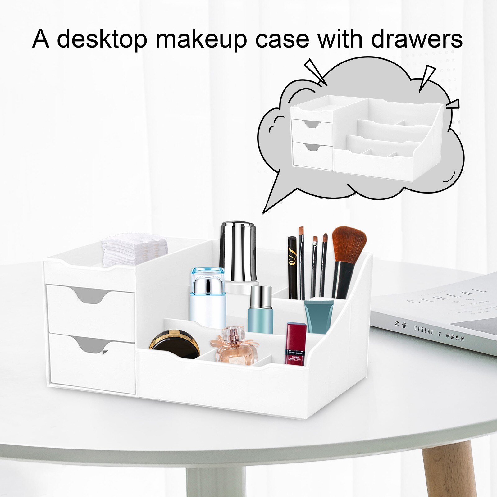 Desktop Makeup Jewelry Organizer Rangement Uncluttered Designs Makeup Organizer With Drawers White Cuisine Home #T2G