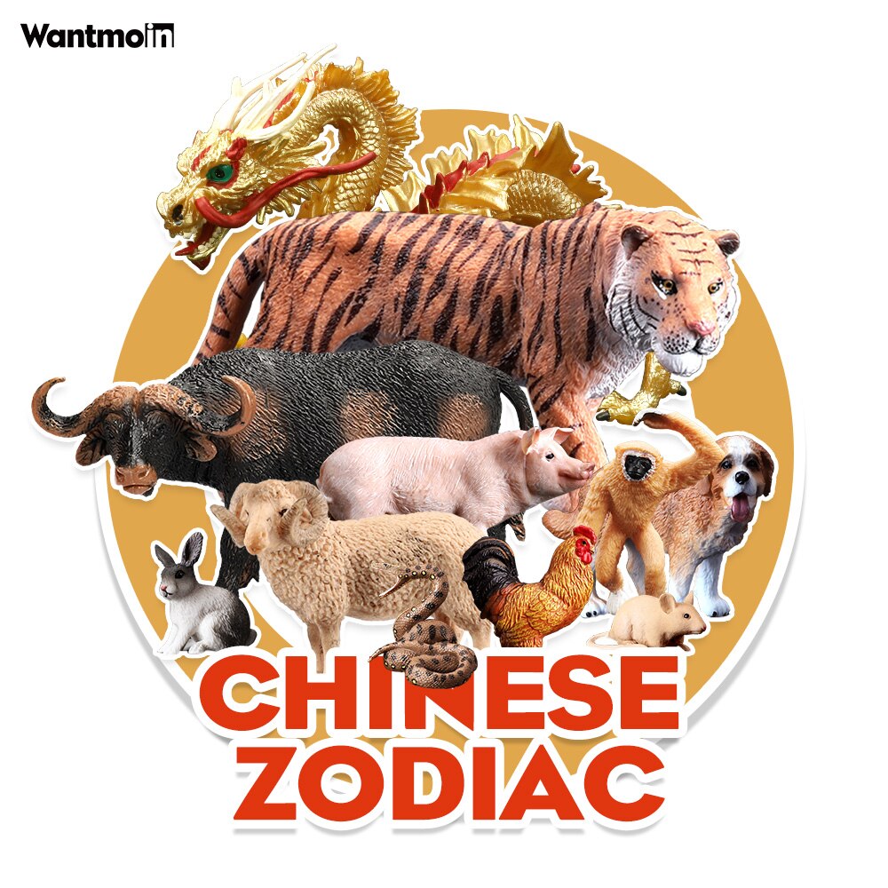 Wantmoin Een Effen Dier Model Set Van Twaalf Zodiac Ratten, Vee, Tijger, Konijn, snake En Pig Kinderen Speelgoed Cognitieve Model