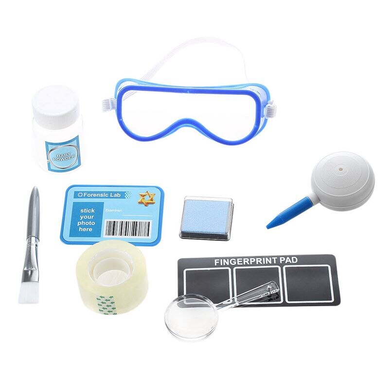 Vingerafdruk Set Detective Experimenten Speelgoed Met Stempel Pads Vergrootglas Borstel: Default Title