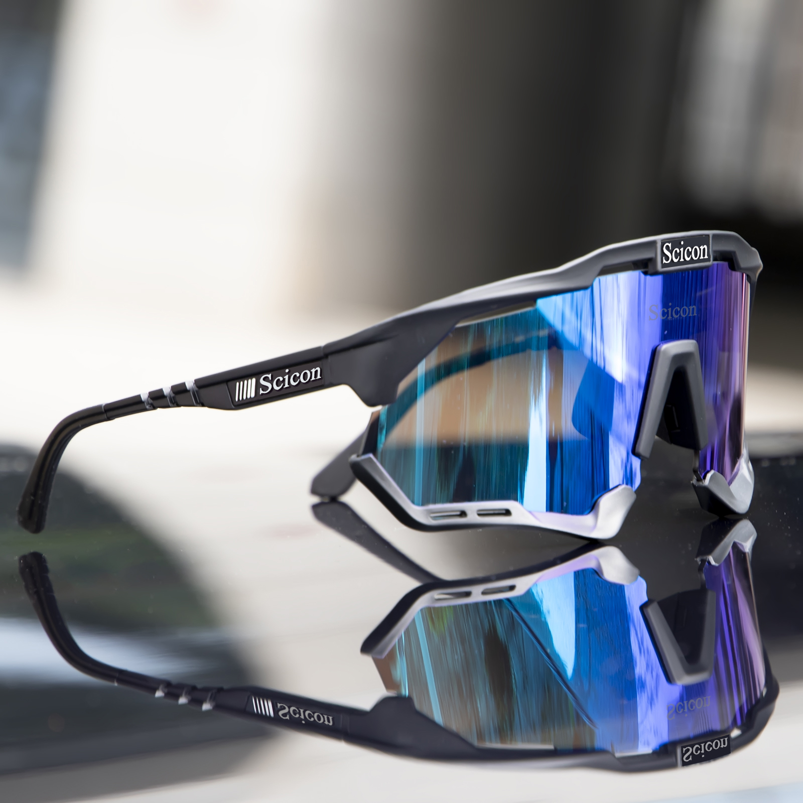 Scicon cykelglasögon fotokromatiska mountainbikeglasögon racercykelglasögon för män kvinnor utomhussporter cykelsolglasögon: Svart / Röd