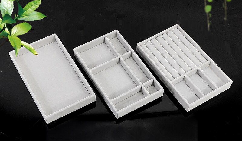 3PCS Drawer DIY Jewelry Box Storage Tray Ring Bracelet Box Portable Velvet Jewellery Organizer Earring Holder: A1