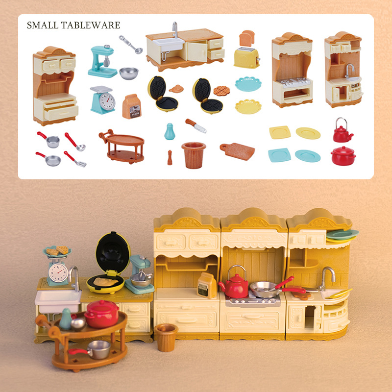 Miniatur-Puppenhaus-Möbelset, Miniatur-Küchenutensilien, Sofa-einstellen für das Wohnzimmer, Zubehör für BJD-Puppen: Orange