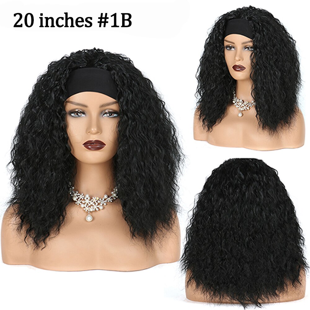 Amir Synthetic Half Wigs for Black Women Afro Kinky Curly Headband Wig Puffy Thick Scarf Wig Heat Resistant Black Brown: #2