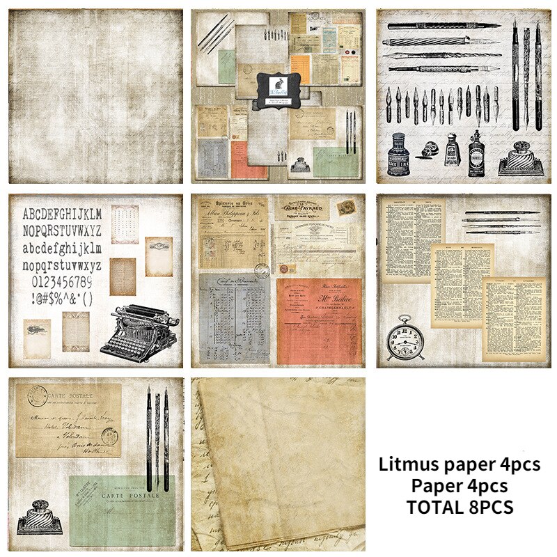 14Cm X 14Cm Chirstmas Retro Plakboek Rijstpapier Bloem Achtergrond Ambacht Diy Papier Junk Journal Scrapbooking Lakmoespapier 8 Stuks