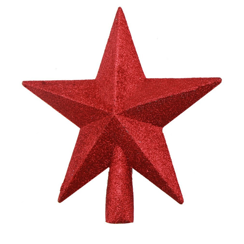 Glitter Christmas Tree Topper Star Christmas Tree Decoration For Home Xmas Tree Top Ornaments Year Decor: Red