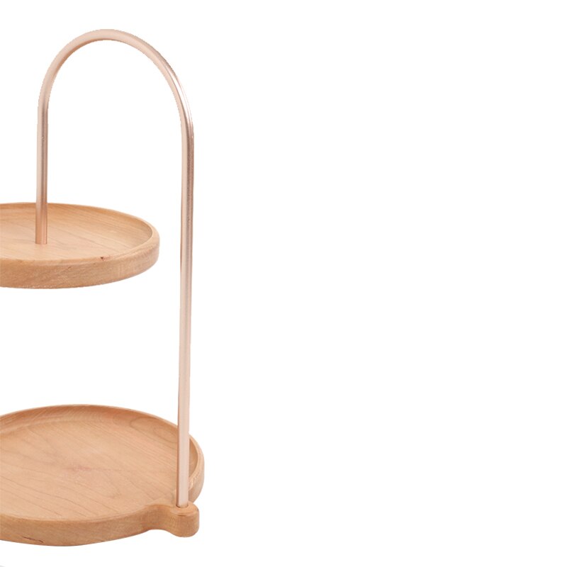 Japan Style Dessert Table Shelf Household Dining Handicraft Wooden Two Layer Rack Cherry Wood