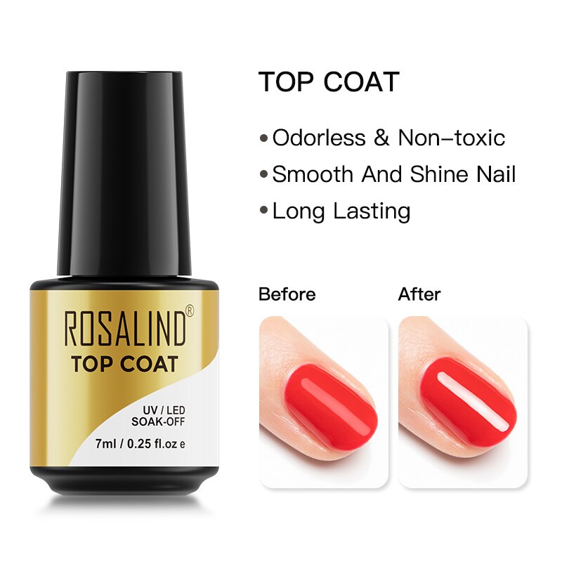 Rosalind 7Ml Top Coat Gel Nagellak Voor Nail Art Schilderen Houden Nail Manicure Semi Permanente Transparante Nail Art