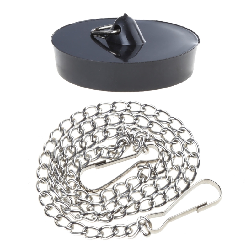 Tapón bañera, tapón bañera, cubierta tapón, tapón drenaje silicona Universal con cadena anillo para baño,