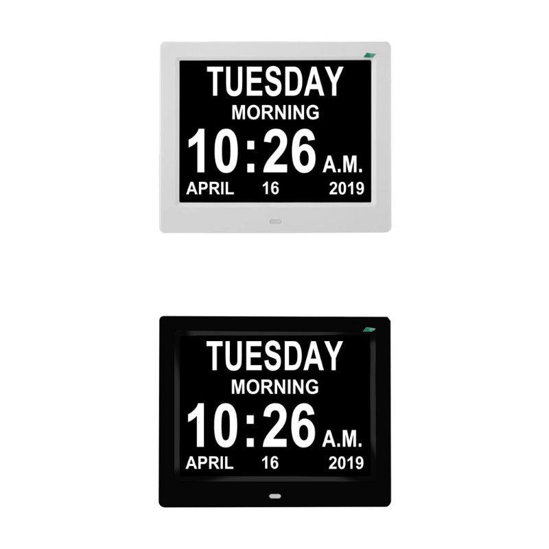 8Inch IPS Digital Clock Calendar with Date Day Reminder for Elderly and Children N1HF