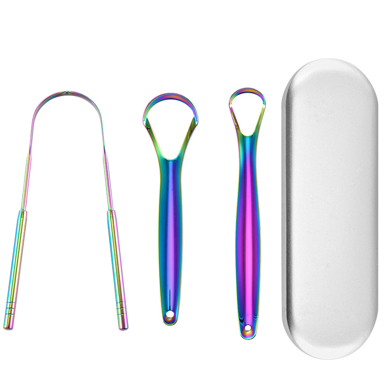 1/2 st återanvändbara tungskrapor i rostfritt stål, användbara för tungrengöring, fräsch andedräkt, rengöring av belagda tungor, munhygienvårdsverktyg: Svart