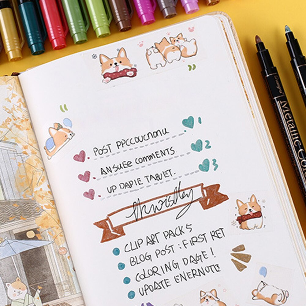 20 Color Permanent Acrylic Paint Pens for DIY Photo Album Art Rock Painting Card Making Metal Ceramics Glass Art Supplies