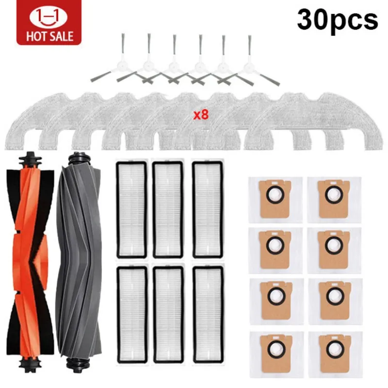 For Xiaomi Robot Vacuum X10 Accessories Main Side Brush Hepa Filter Mop Cloth Dust Bag Replacement Spare Parts: Lavender